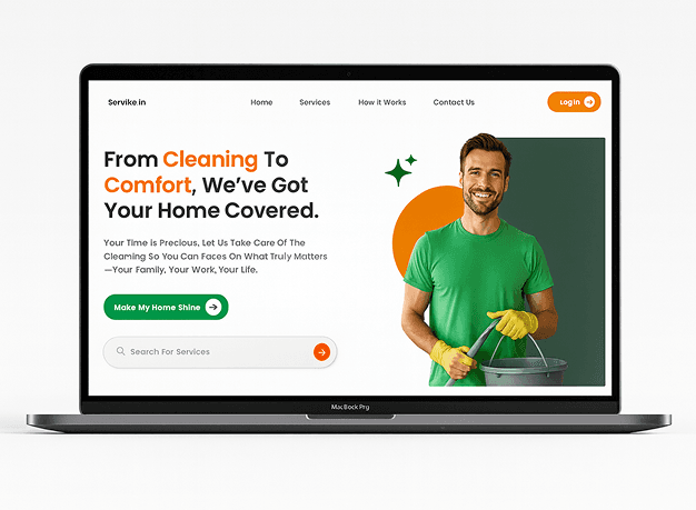 Serviko website preview on a laptop